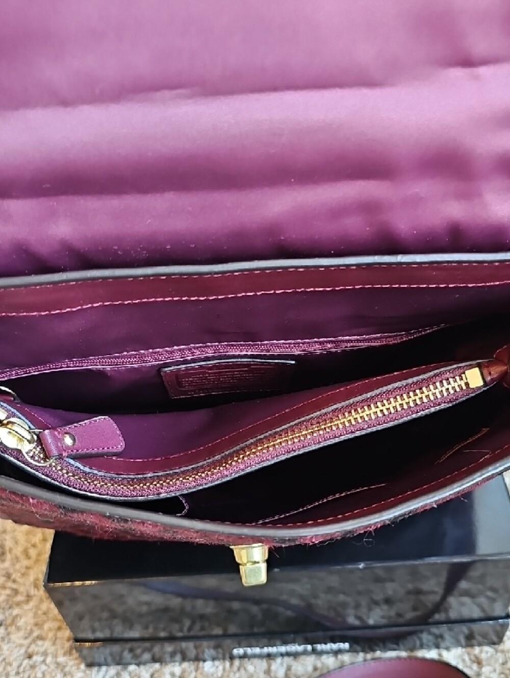 COACH Limited Edition Park Ocelot Leopard Haircalf Flap Satchel Oxblood F24986 - Picture 9 of 10